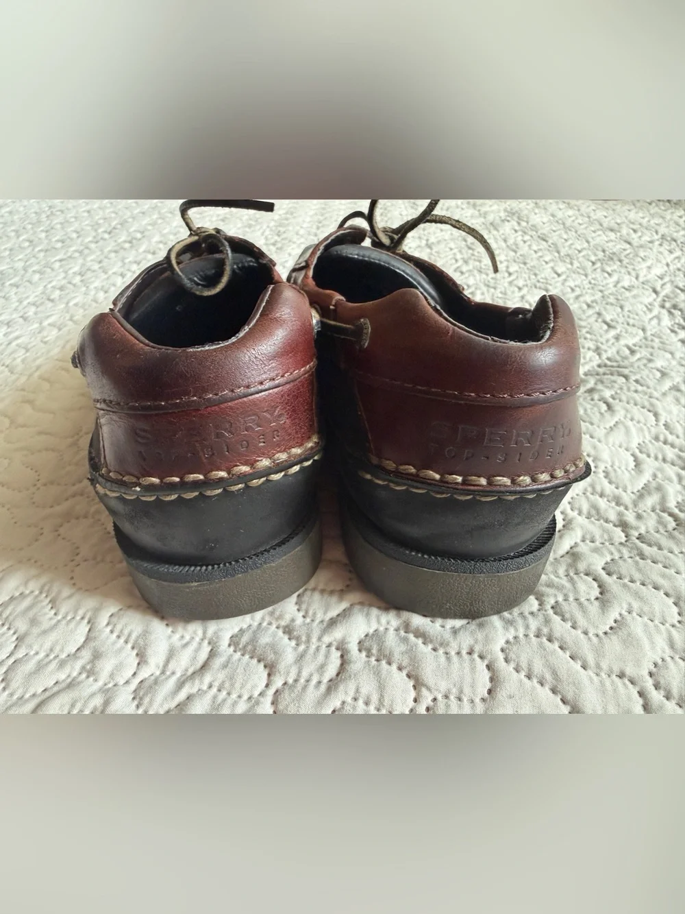 Sperry To-Sider Stingray Collection Men’s Black Brown Leather Boat Shoes Size 11